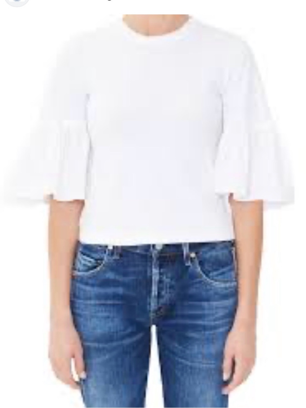 Citizens Of Humanity White Short Bell Sleeve Ruffle Tee Sz Small